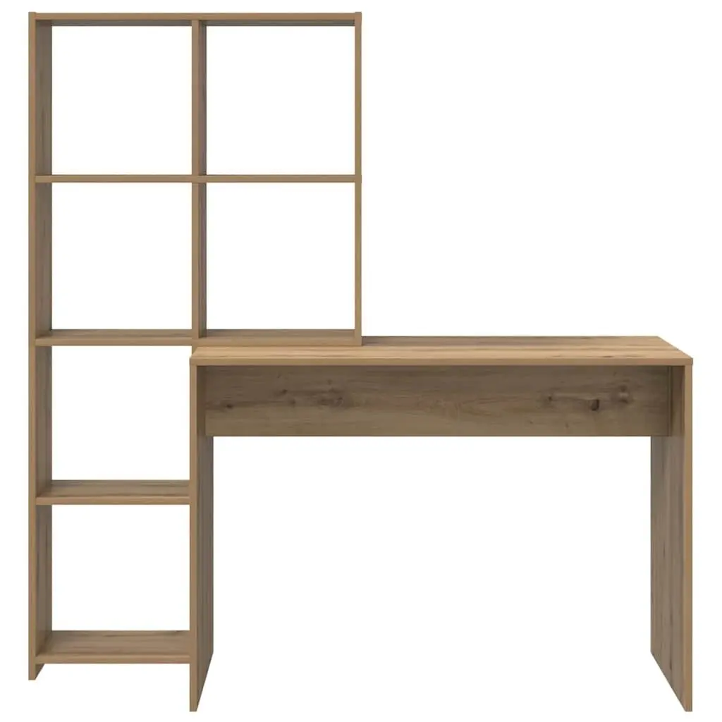 Desk Engineered Wood Modern 138.5 x 55 x 143 cm Brown Home Office Workspace Study Gaming Furniture
