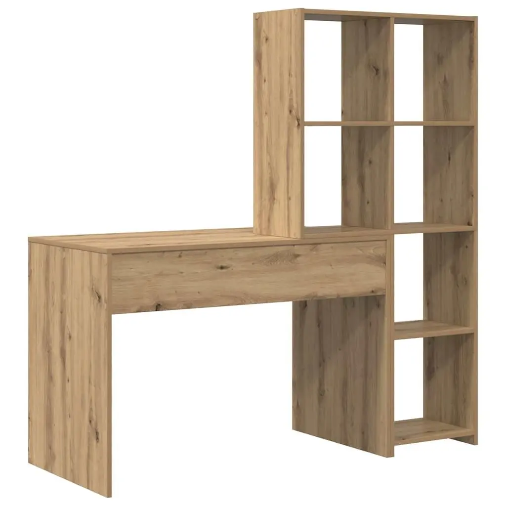 Desk Engineered Wood Modern 138.5 x 55 x 143 cm Brown Home Office Workspace Study Gaming Furniture