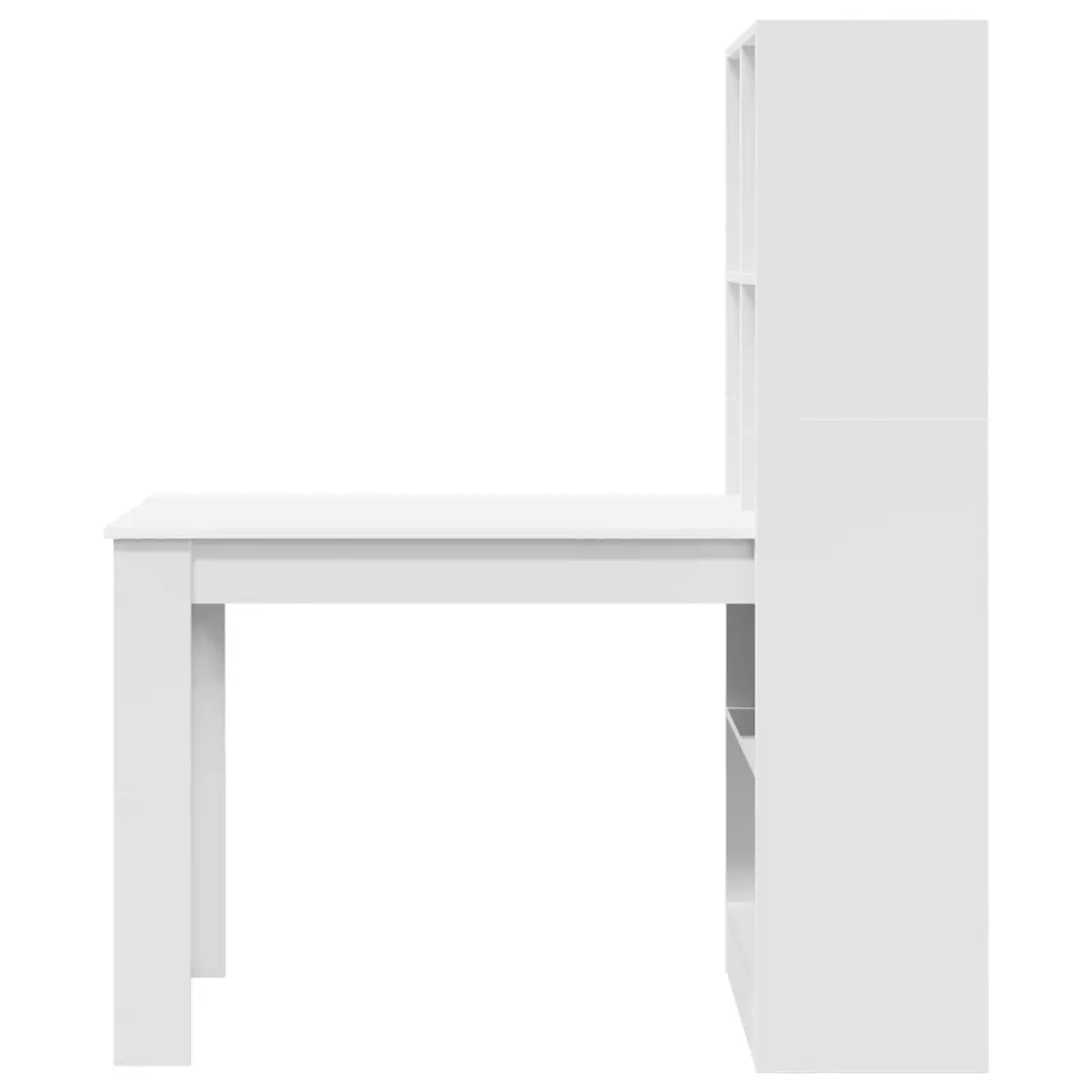 White Writing Desk with Storage for Home Office 122cm