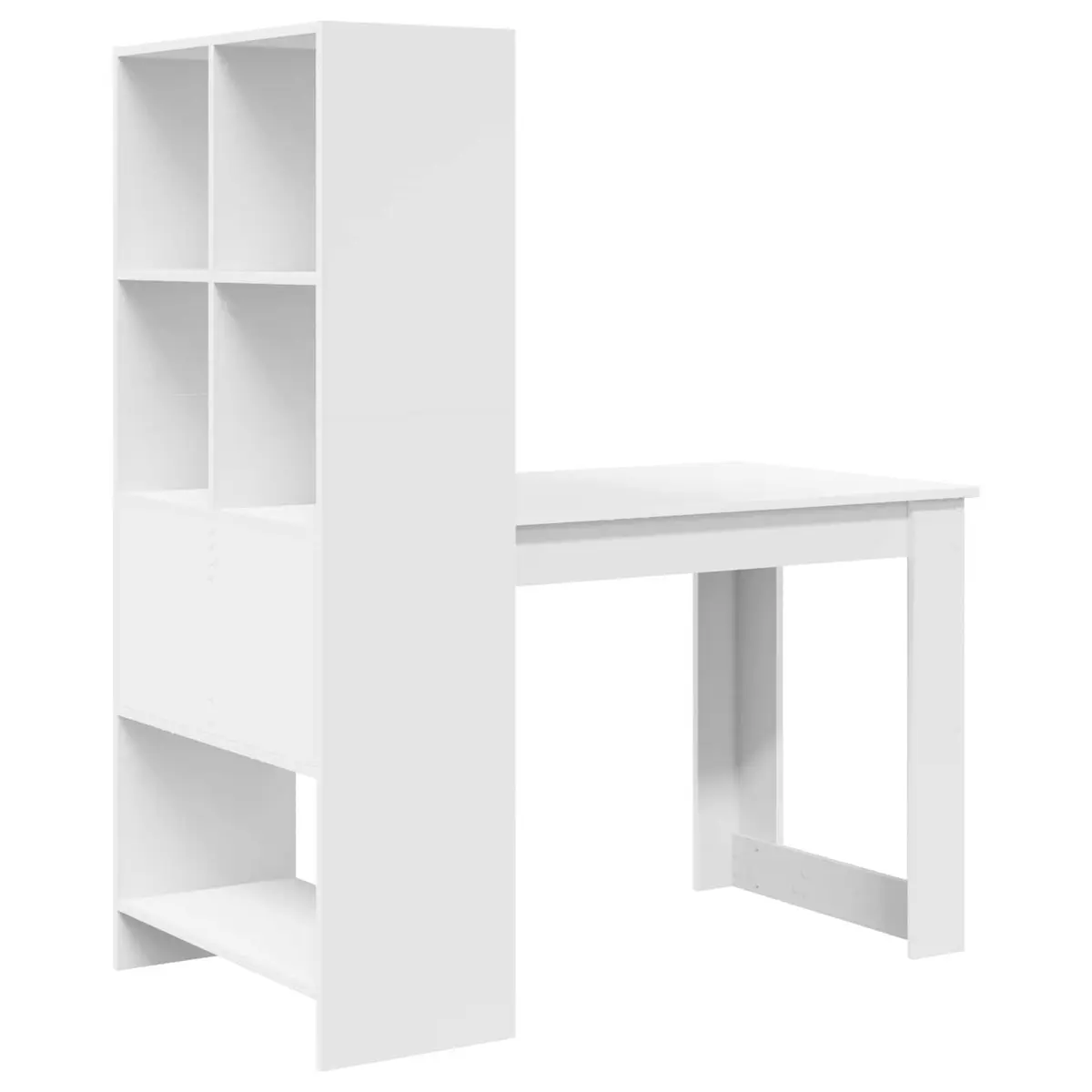 White Writing Desk with Storage for Home Office 122cm