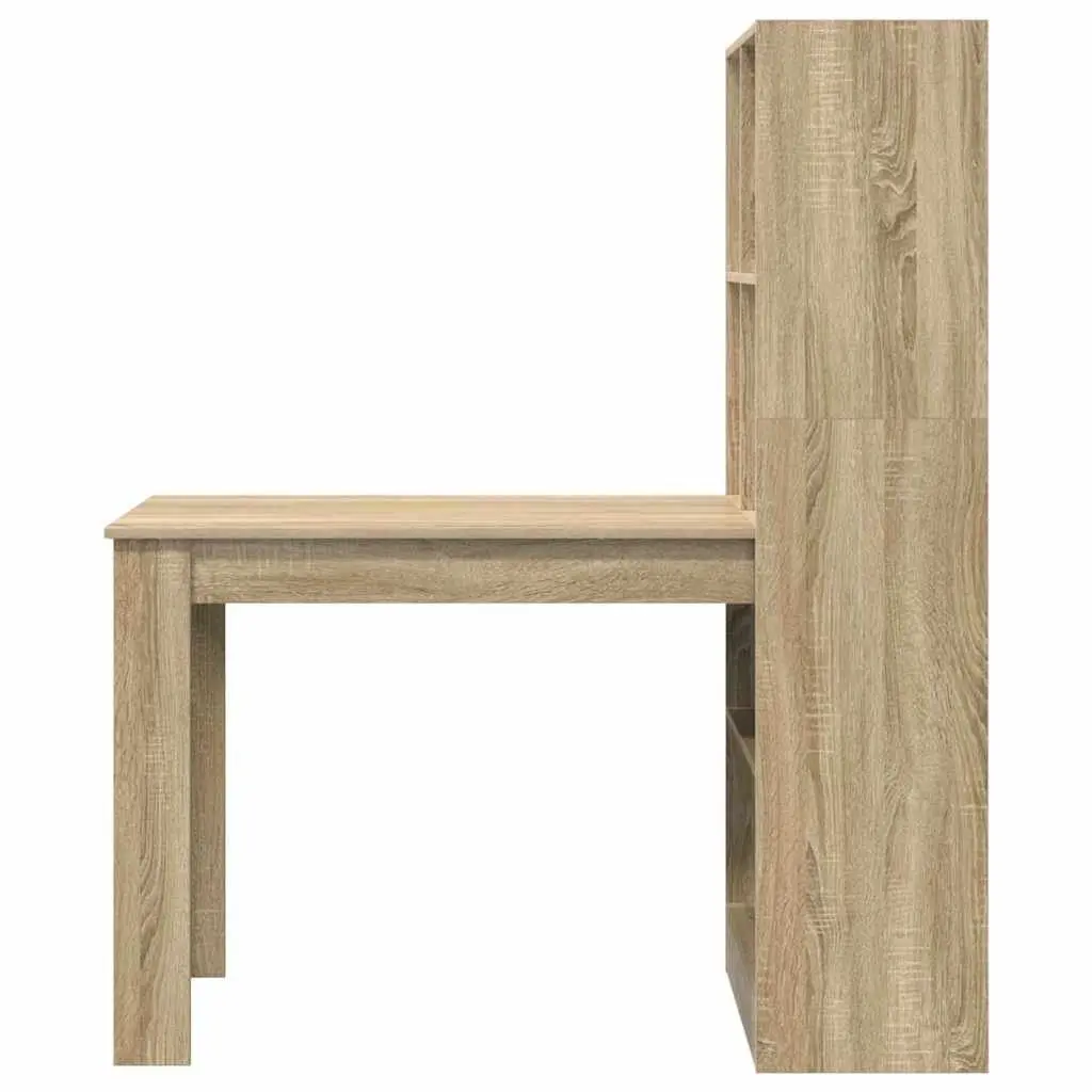 Writing Desk with Shelves Engineered Wood Office Furniture Brown 122x67x145cm