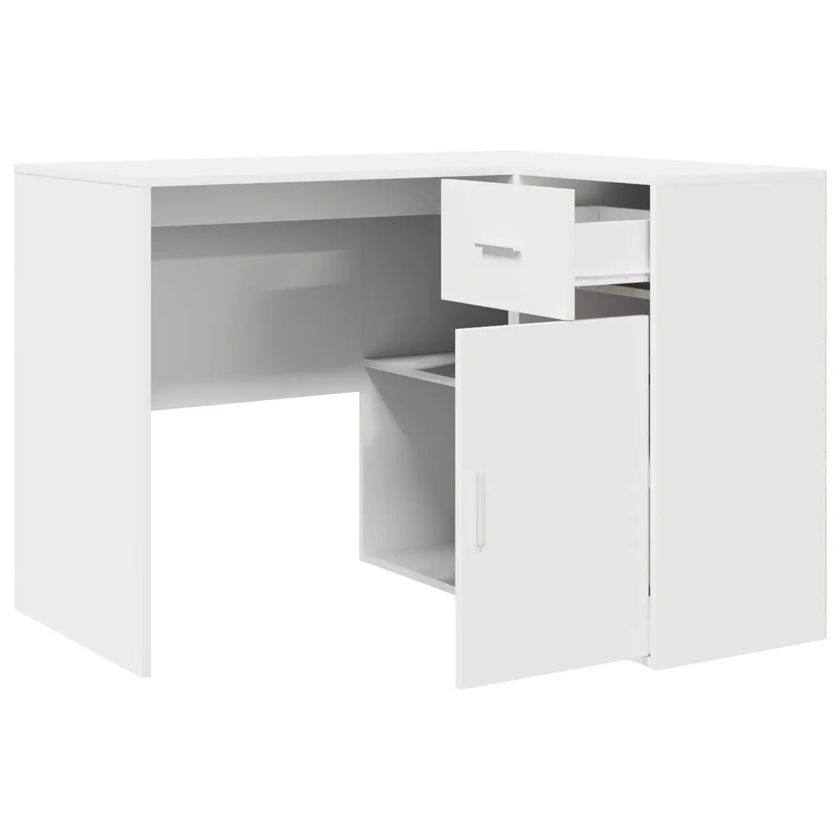 White Corner Desk with Storage Solutions