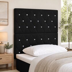 Headboard Black 80cm Modern Bedroom Velvet Upholstered Wall Mount Backrest
