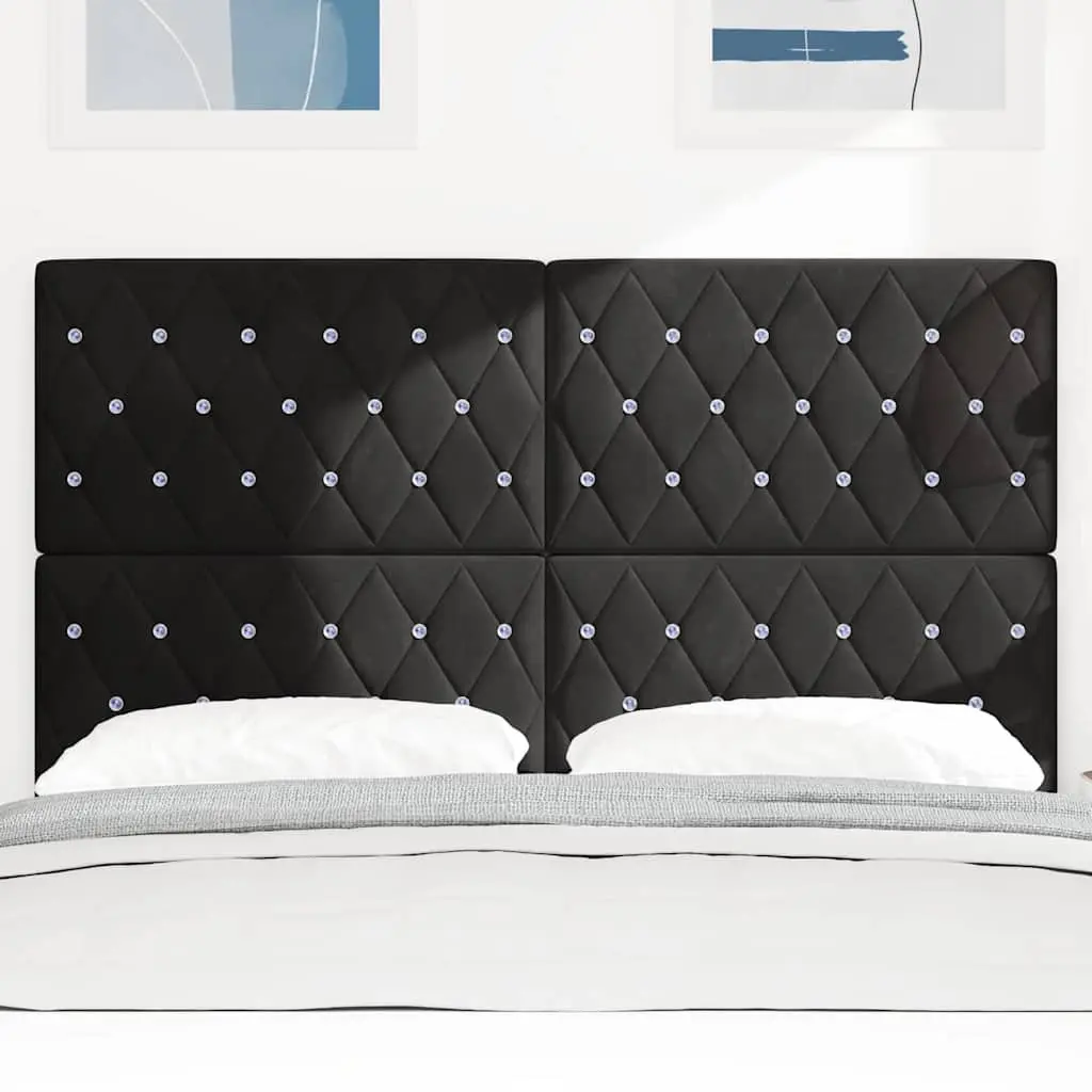Headboard Velvet 160cm Black Upholstered Modern Bedroom Engineered Wood