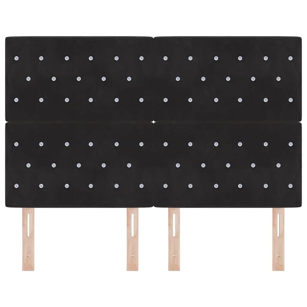 Headboard Velvet 160cm Black Upholstered Modern Bedroom Engineered Wood