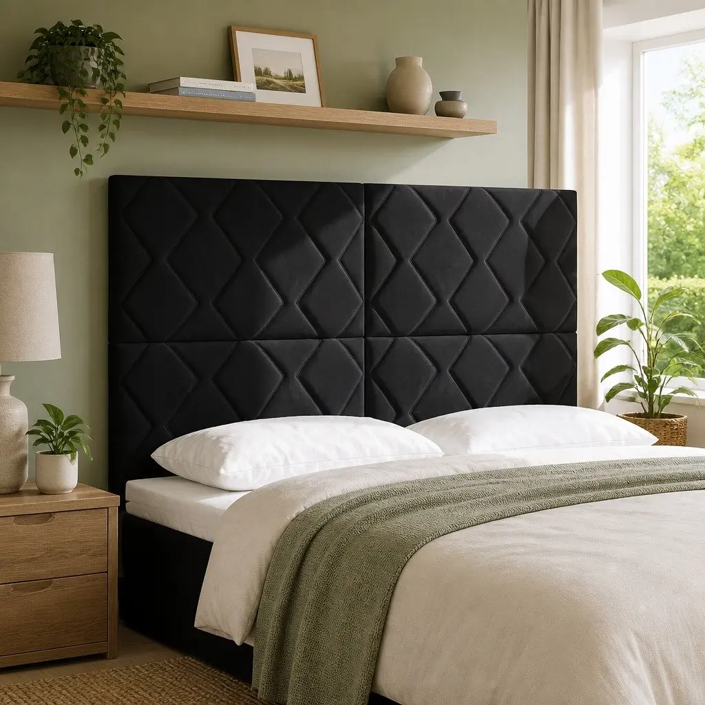 Black Velvet Headboard for Modern Bedrooms 144cm