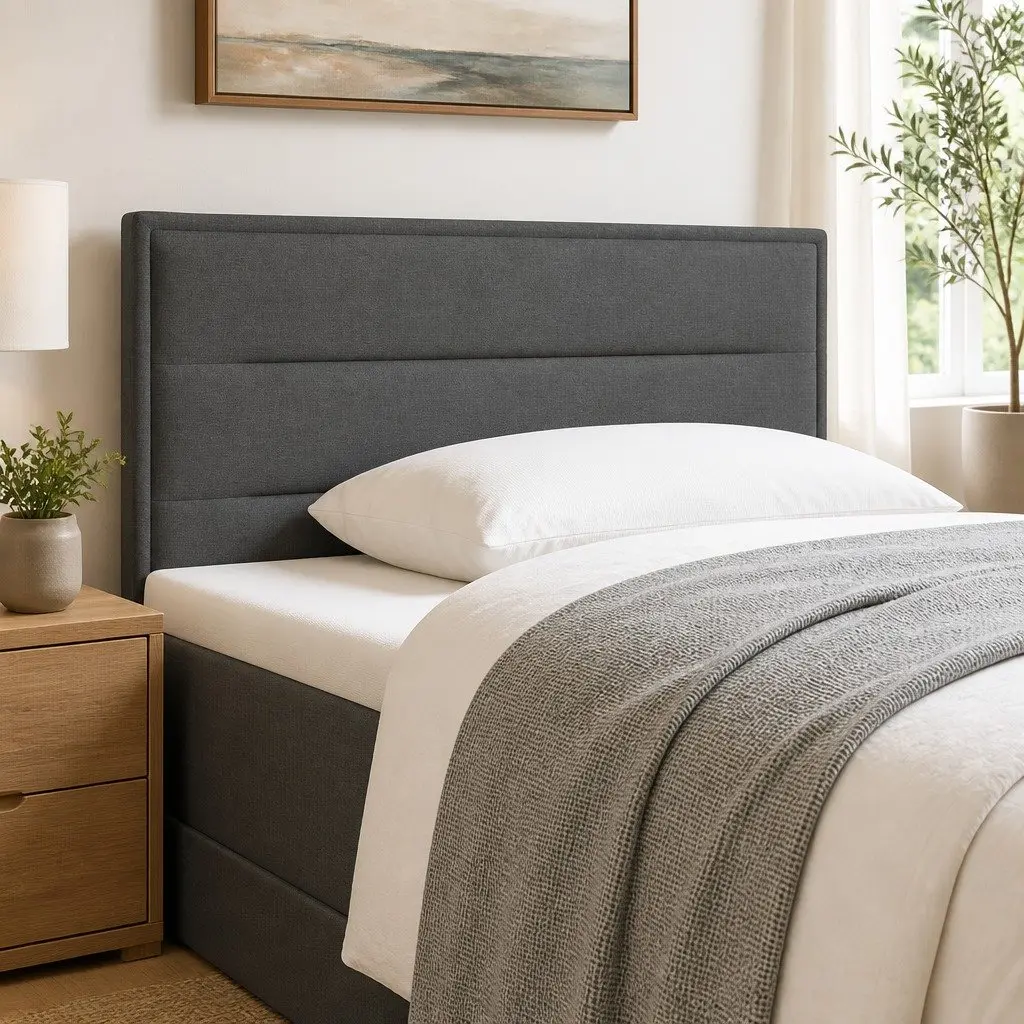 100cm Adjustable Height LED Headboard Dark Grey Fabric with RGB Strip Lights