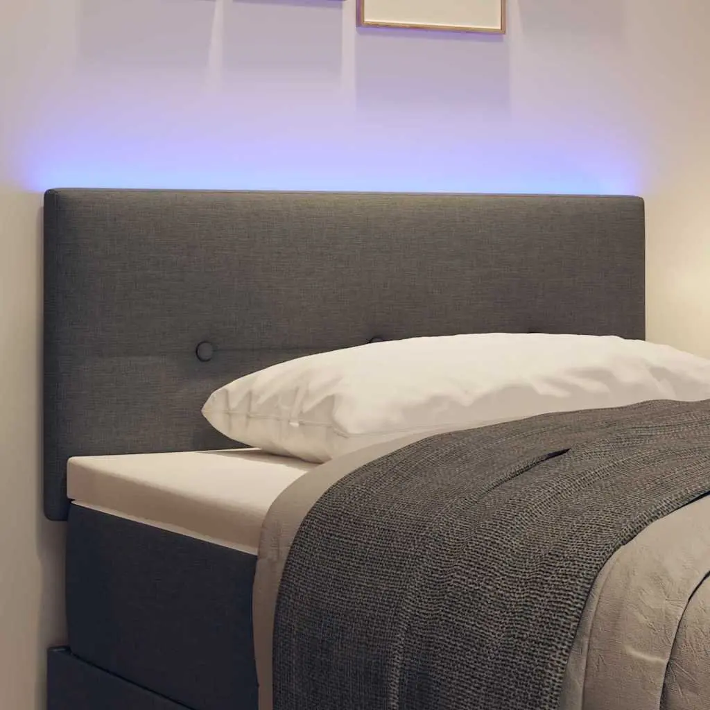 LED Headboard 100cm Grey Fabric Adjustable Height Modern Bedroom Wall Mounted