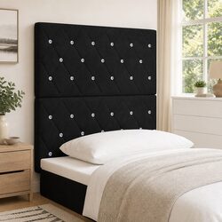 Versatile Black Velvet LED Headboard for Bedroom Use