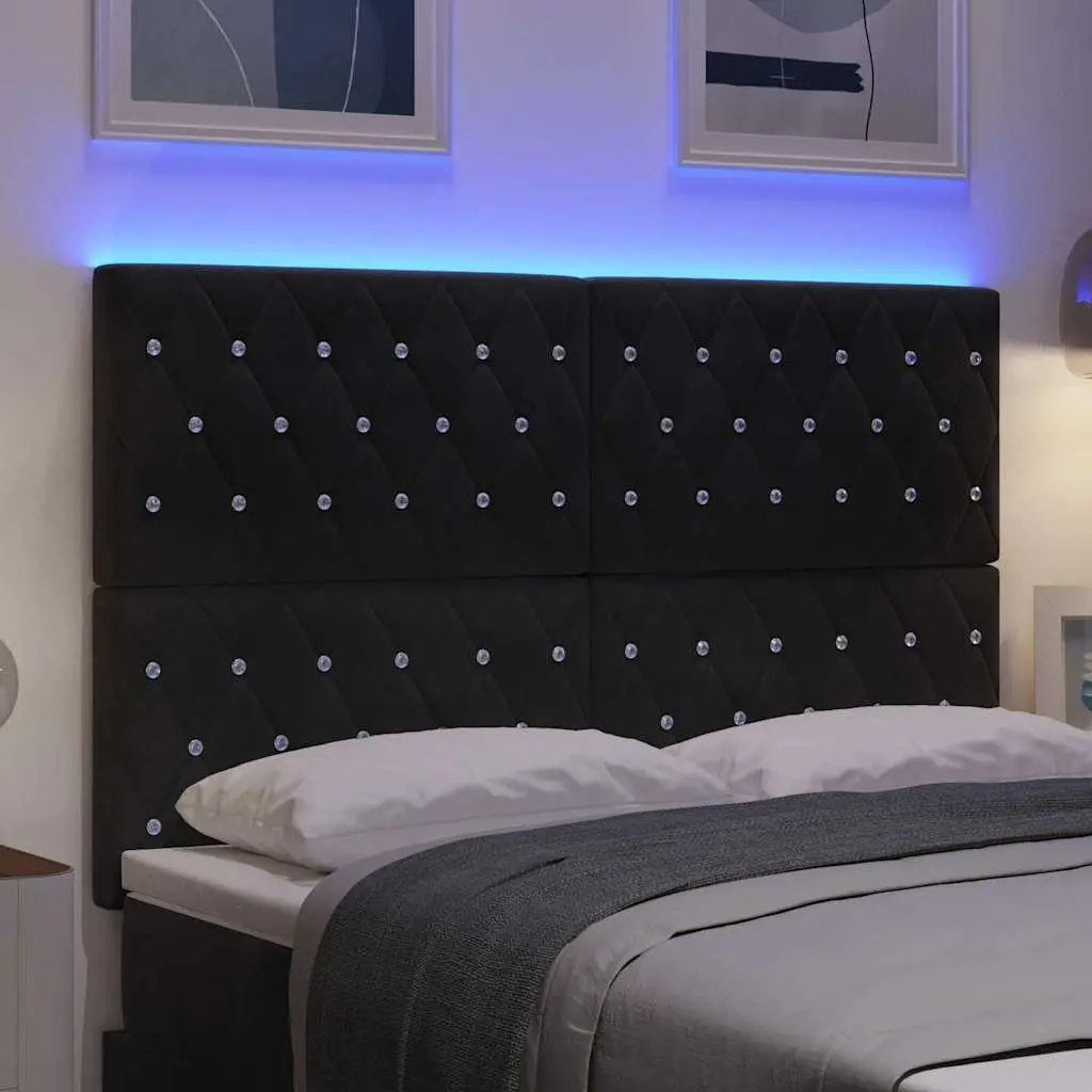 LED Headboard with RGB Strip Lights Black 160cm Adjustable Bedroom Upholstered