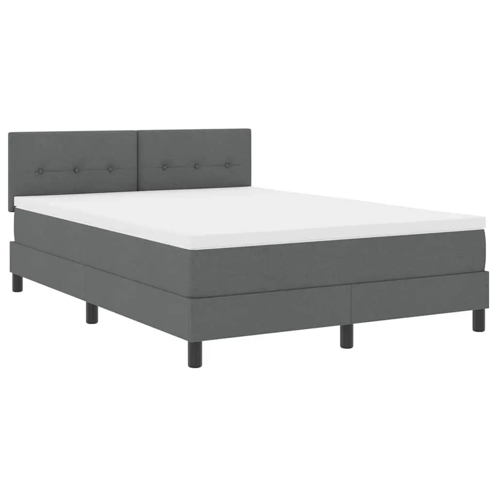 Box Spring Bed Fabric 152 x 203 cm Dark Grey White Modern Adjustable