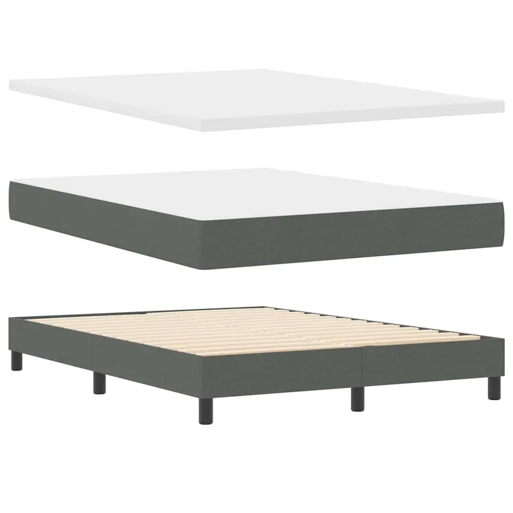 Box Spring Bed Fabric 152 x 203 cm Dark Grey White Modern Adjustable