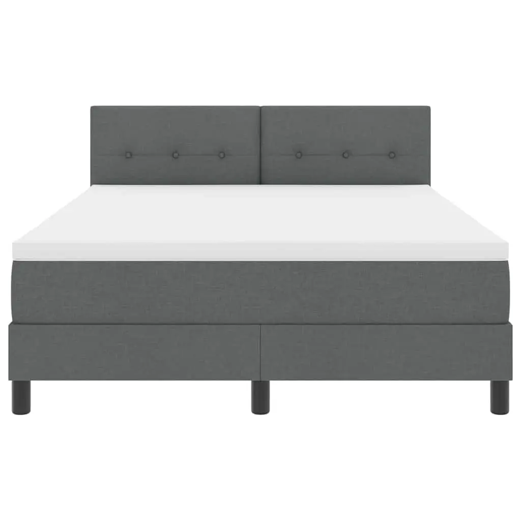 Box Spring Bed Fabric 152 x 203 cm Dark Grey White Modern Adjustable
