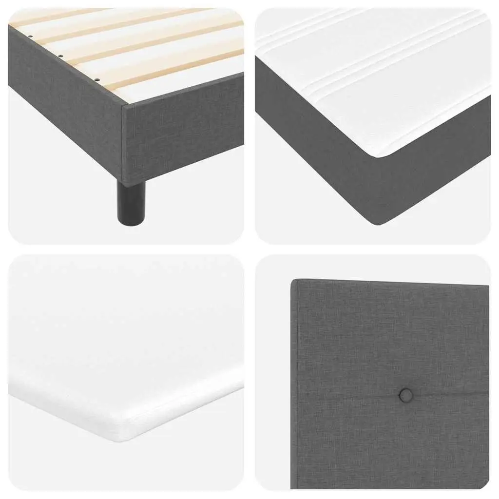 Box Spring Bed Fabric 152 x 203 cm Dark Grey White Modern Adjustable