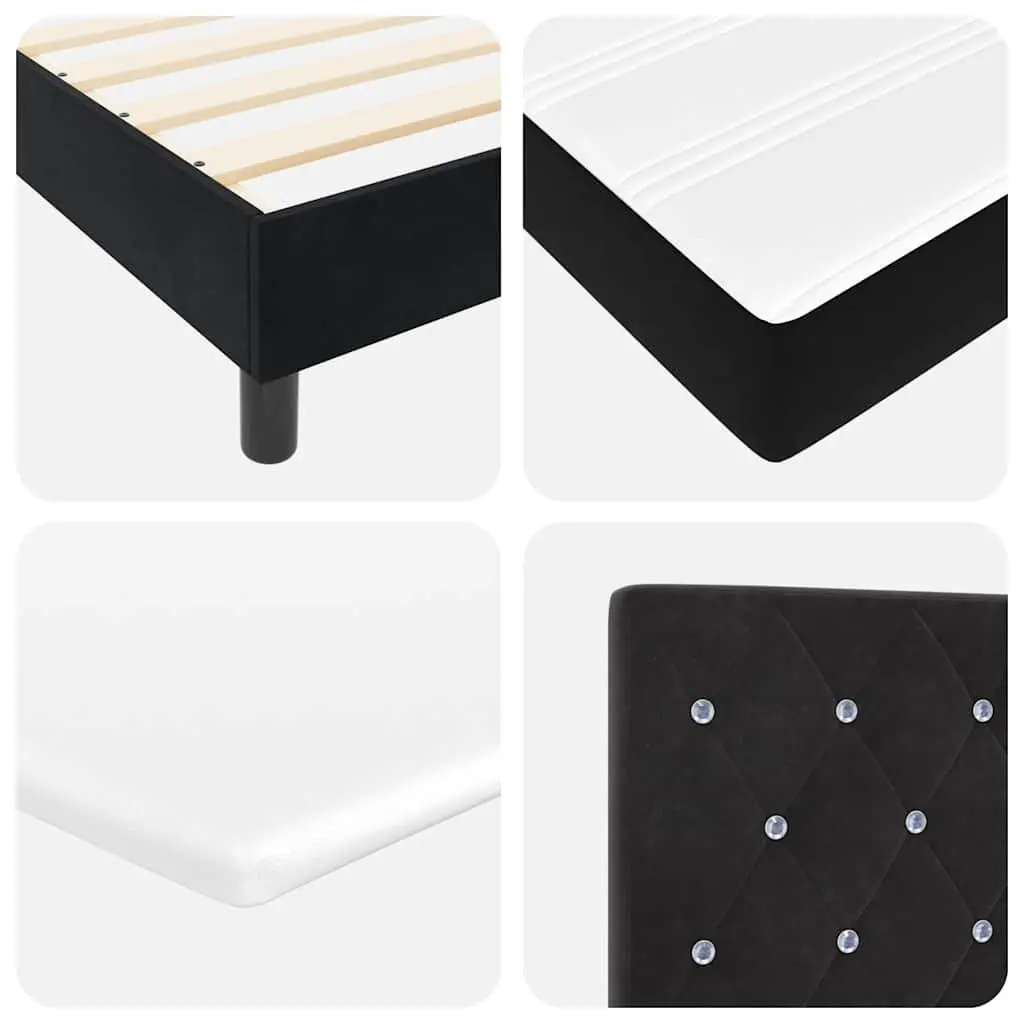 Box Spring Bed Black and White 152 x 203 cm Modern Bedroom Furniture Frame