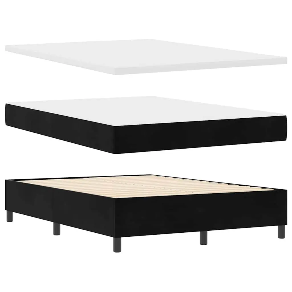 Box Spring Bed with Adjustable Headboard Black White 137 x 187 cm Medium-Firm