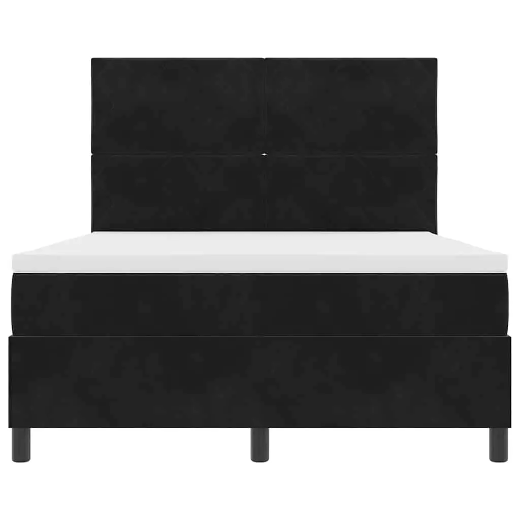 Box Spring Bed with Adjustable Headboard Black White 137 x 187 cm Medium-Firm