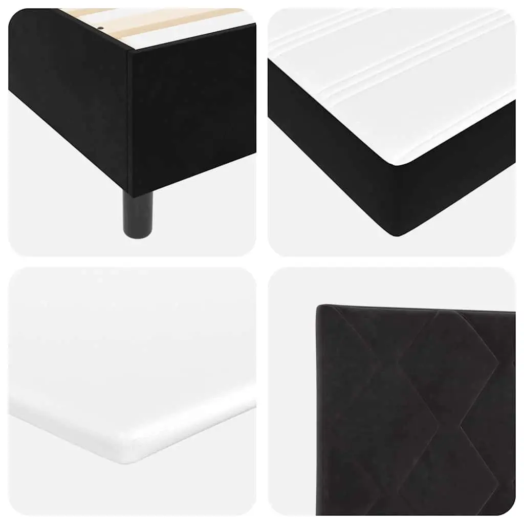 Box Spring Bed with Adjustable Headboard Black White 137 x 187 cm Medium-Firm