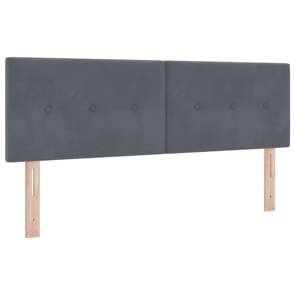 Box Spring Bed with Adjustable Headboard and LED Lights Dark Grey White Fabric 152x203cm Medium Firm Mattress