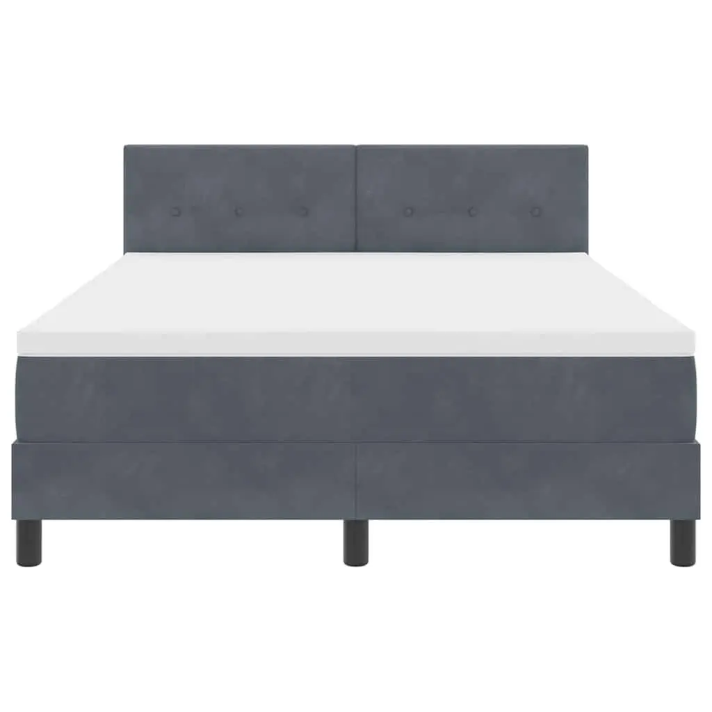 Box Spring Bed with Adjustable Headboard and LED Lights Dark Grey White Fabric 152x203cm Medium Firm Mattress