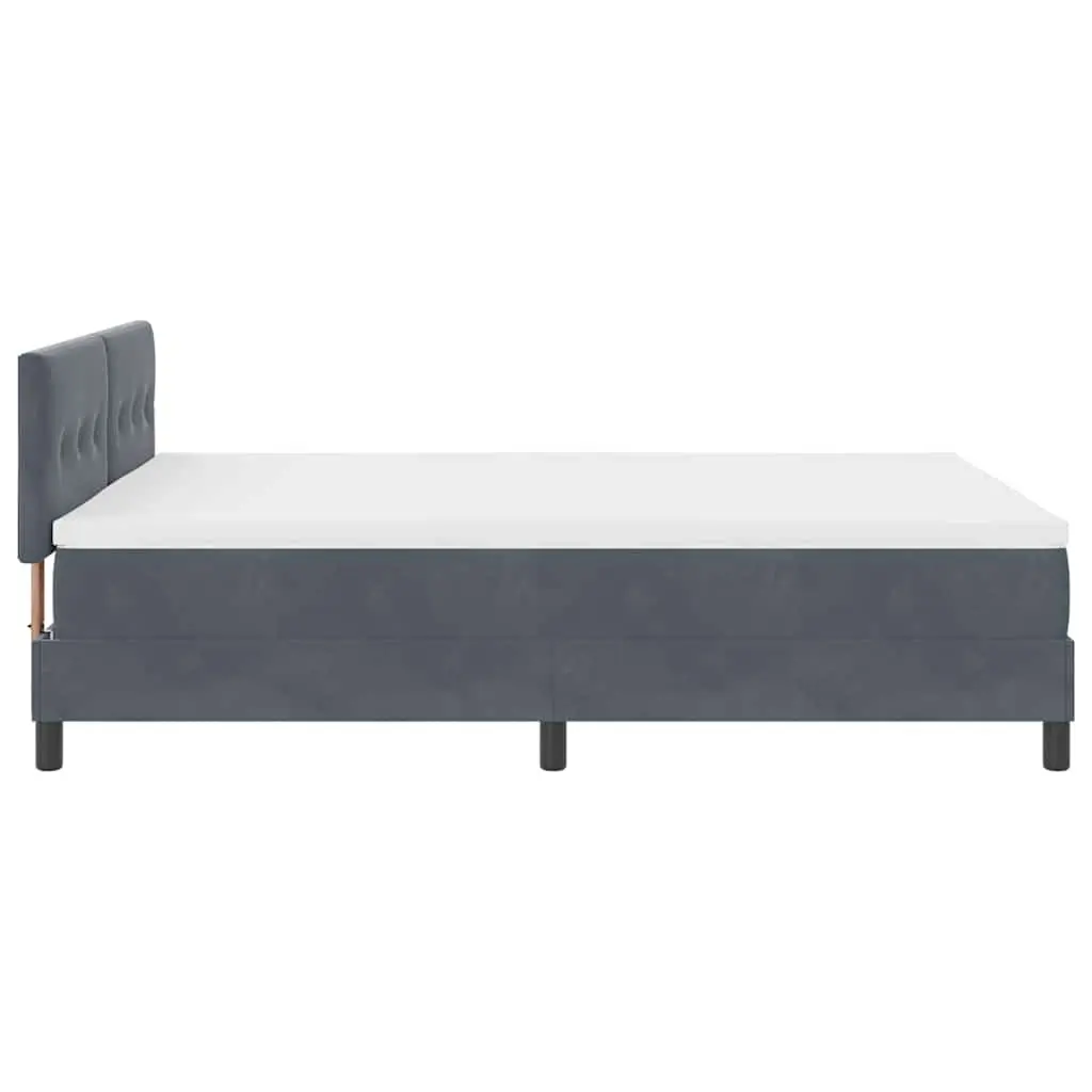 Box Spring Bed with Adjustable Headboard and LED Lights Dark Grey White Fabric 152x203cm Medium Firm Mattress