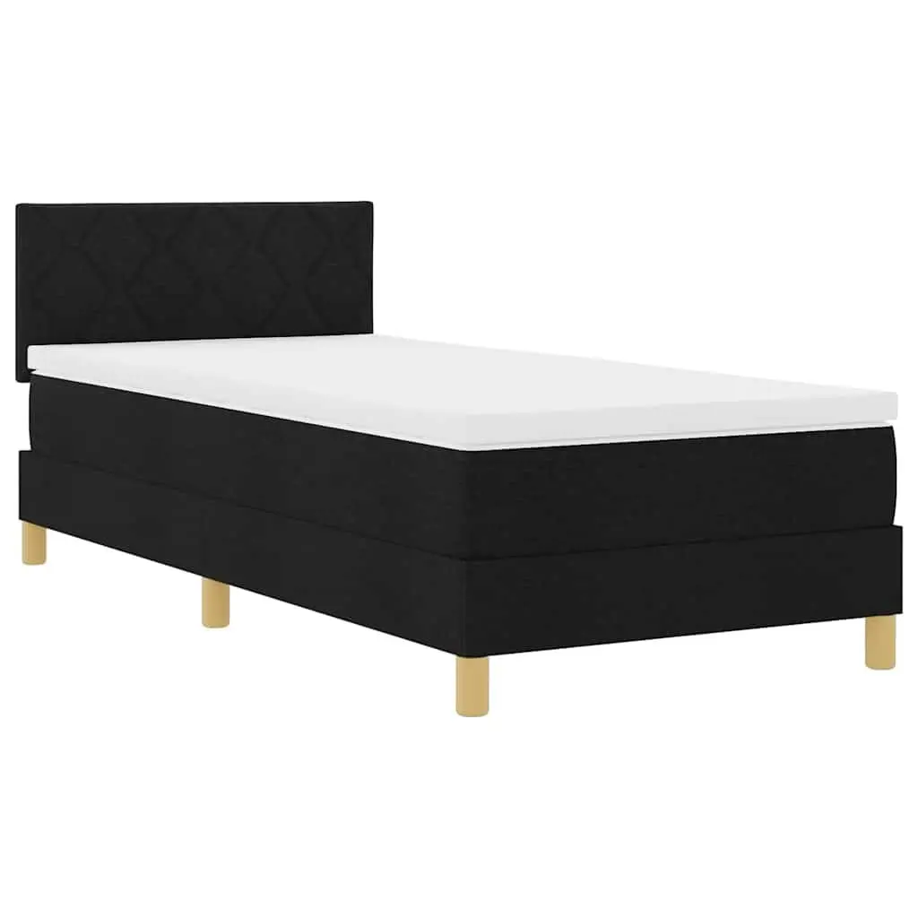 Box Spring Bed Velvet 107x203cm Adjustable Headboard Black White with RGB LED Lighting