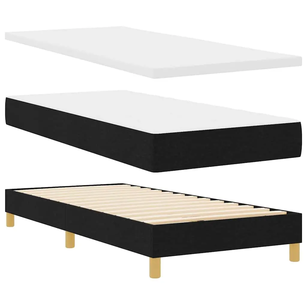 Box Spring Bed Velvet 107x203cm Adjustable Headboard Black White with RGB LED Lighting