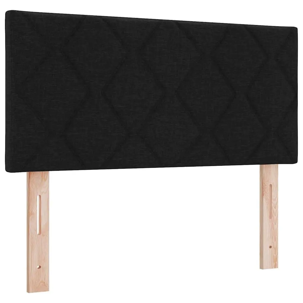 Box Spring Bed Velvet 107x203cm Adjustable Headboard Black White with RGB LED Lighting