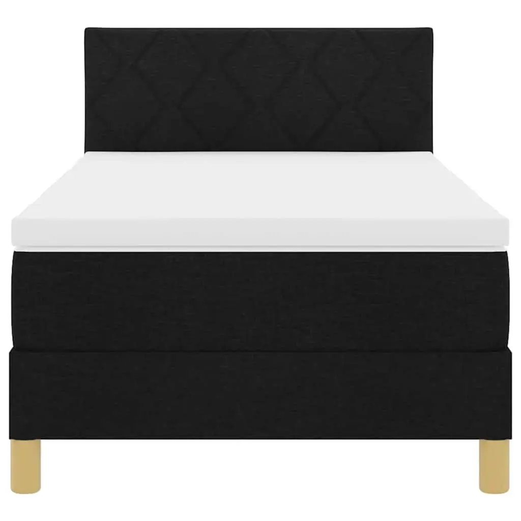 Box Spring Bed Velvet 107x203cm Adjustable Headboard Black White with RGB LED Lighting