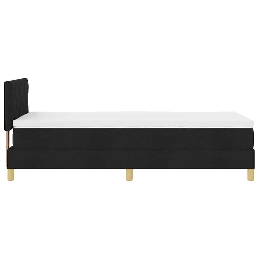 Box Spring Bed Velvet 107x203cm Adjustable Headboard Black White with RGB LED Lighting