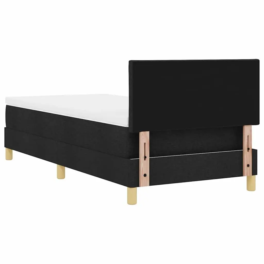 Box Spring Bed Velvet 107x203cm Adjustable Headboard Black White with RGB LED Lighting