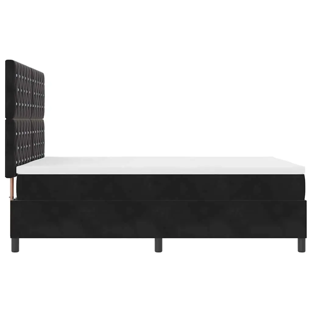 Box Spring Bed Black Velvet 152 x 203 cm Adjustable Headboard RGB LED Lights