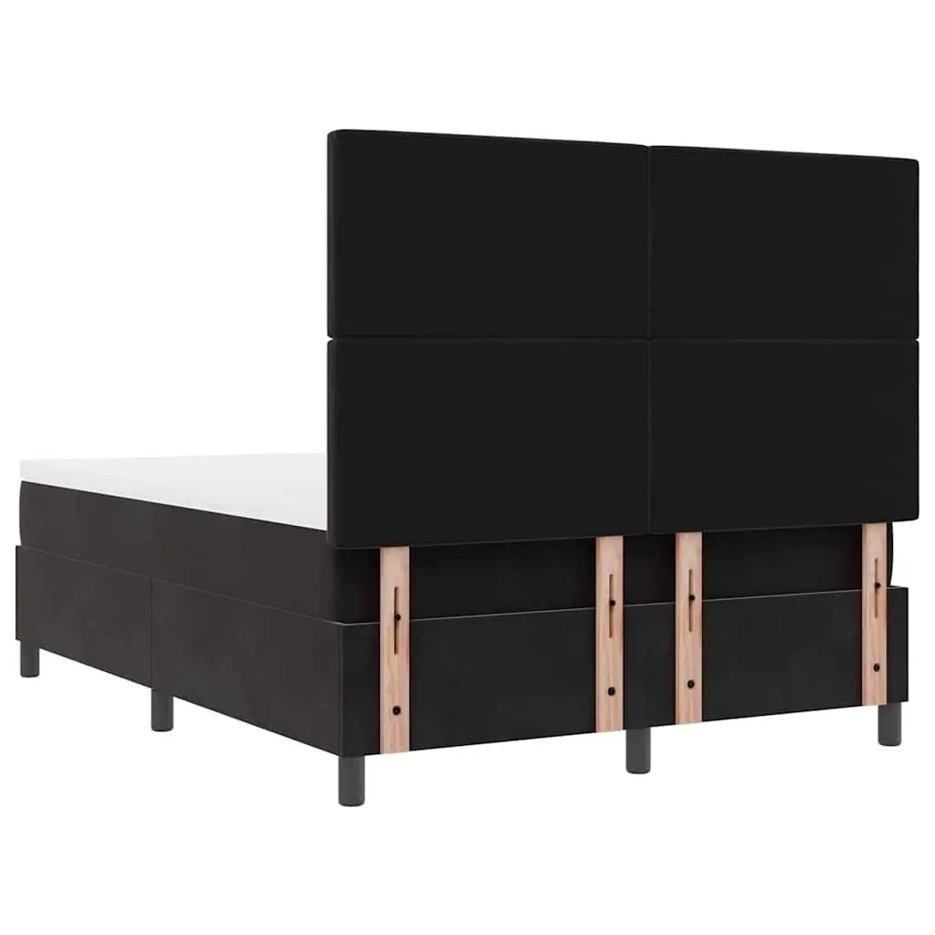 Box Spring Bed Black Velvet 152 x 203 cm Adjustable Headboard RGB LED Lights