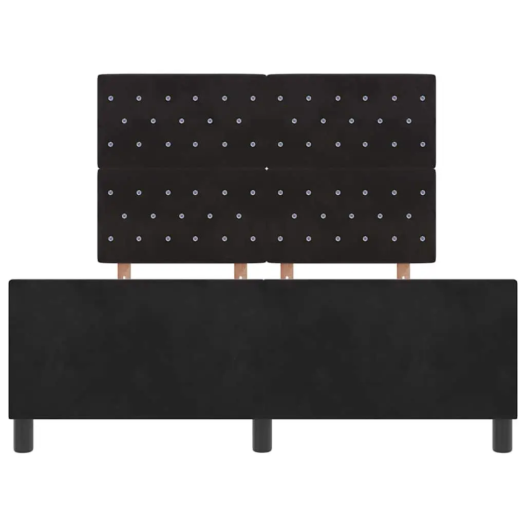 Bed Frame Velvet Upholstered Black 152 x 203 cm Modern Bedroom