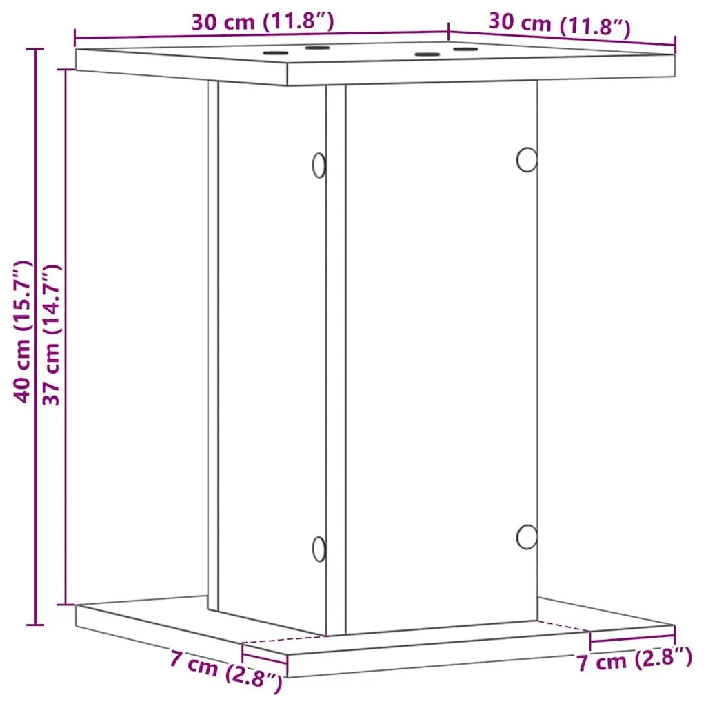 Black Plant Stand Set of 2 Engineered Wood 30x30x40cm Modern Indoor Outdoor Display Holder