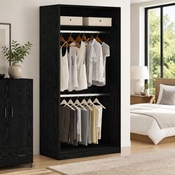 Functional Black Oak Wardrobe 100 x 50 x 200 cm for Your Home