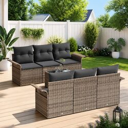 Practical 7-Piece Grey Sofa Set for Outdoor Living
