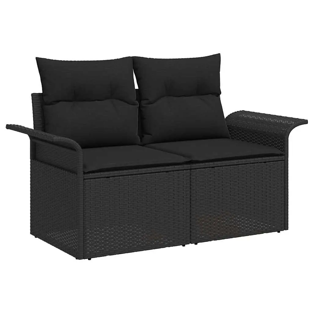Garden Sofa Set 7 Pieces Black Outdoor Patio Furniture Modular Rattan Lounge