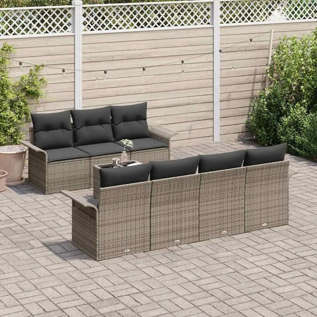 Garden Sofa Set Modular Poly Rattan 8 Piece Outdoor Furniture Grey