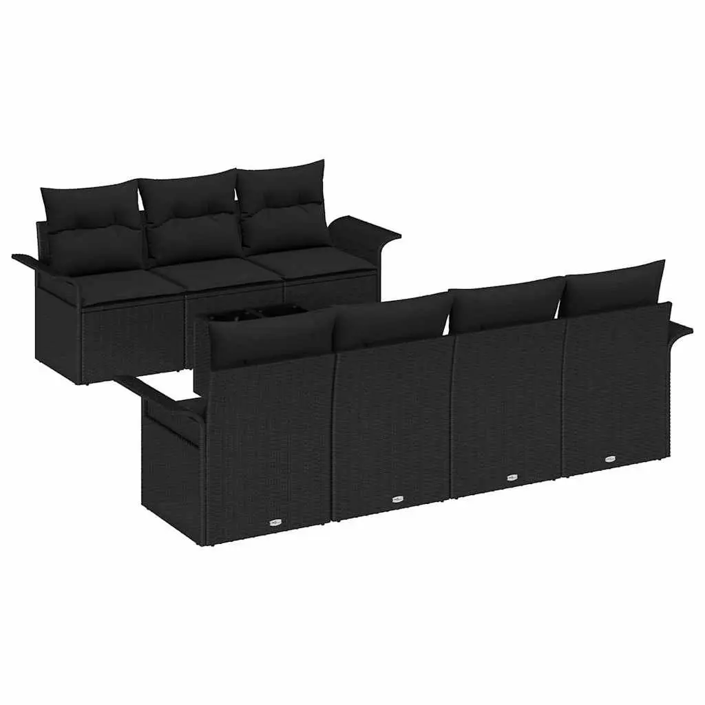 Outdoor Garden Sofa Set Modular Poly Rattan 8 Pieces Black