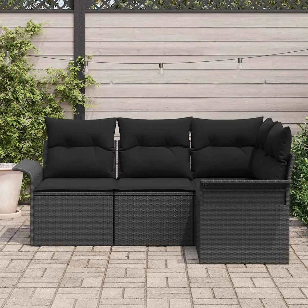 Outdoor Garden Sofa Set 4 Piece Patio Furniture Modular Lounge Black Rattan