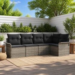 Practical 5-Piece Outdoor Sofa Set in Grey with Storage