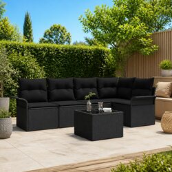Versatile 6-Piece Garden Sofa Set with Cushions & Storage