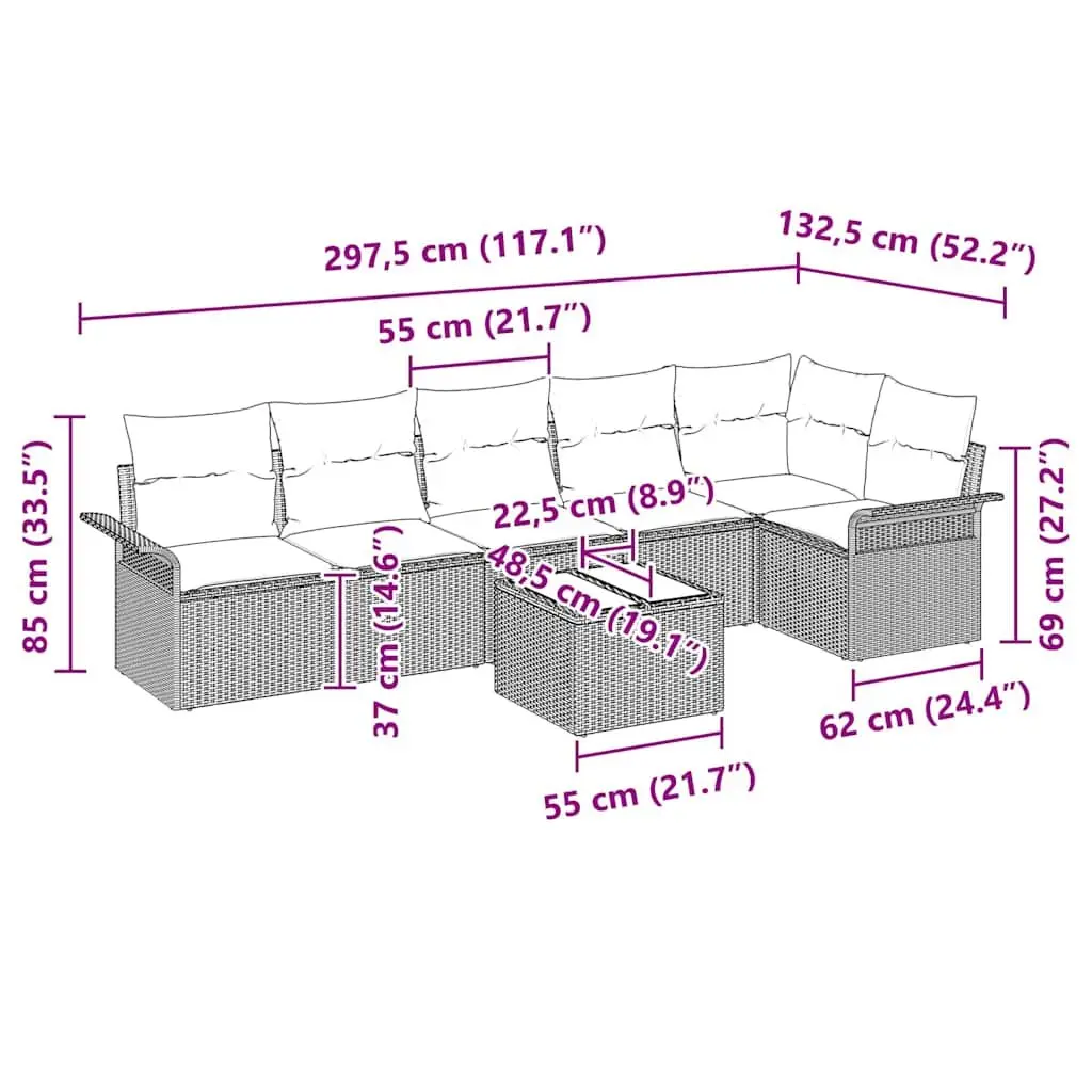 7 Piece Outdoor Garden Sofa Set Poly Rattan Black