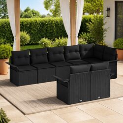 Practical 8-Piece Black Sofa Set for Gardens and Patios
