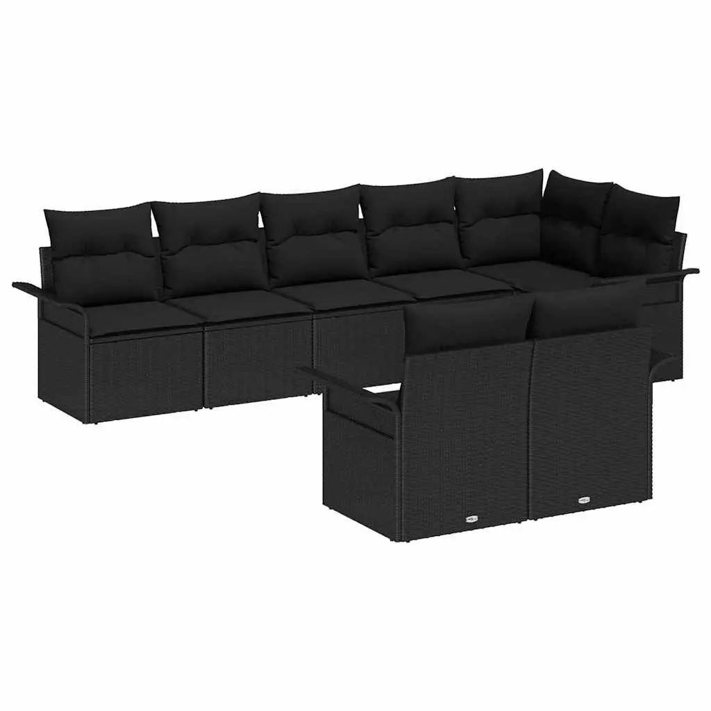 8-Piece Black Sofa Set for Gardens and Patios