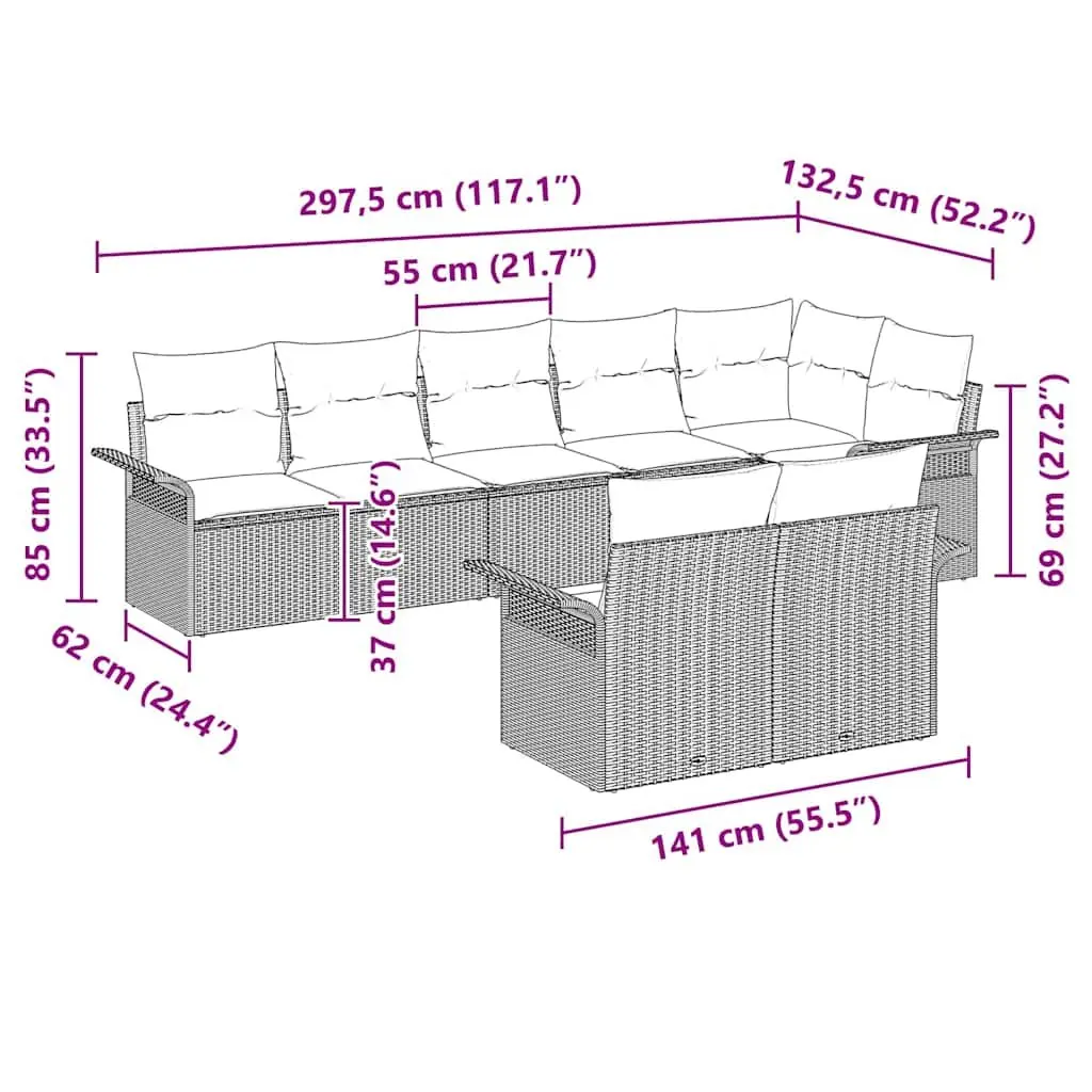 8-Piece Black Sofa Set for Gardens and Patios
