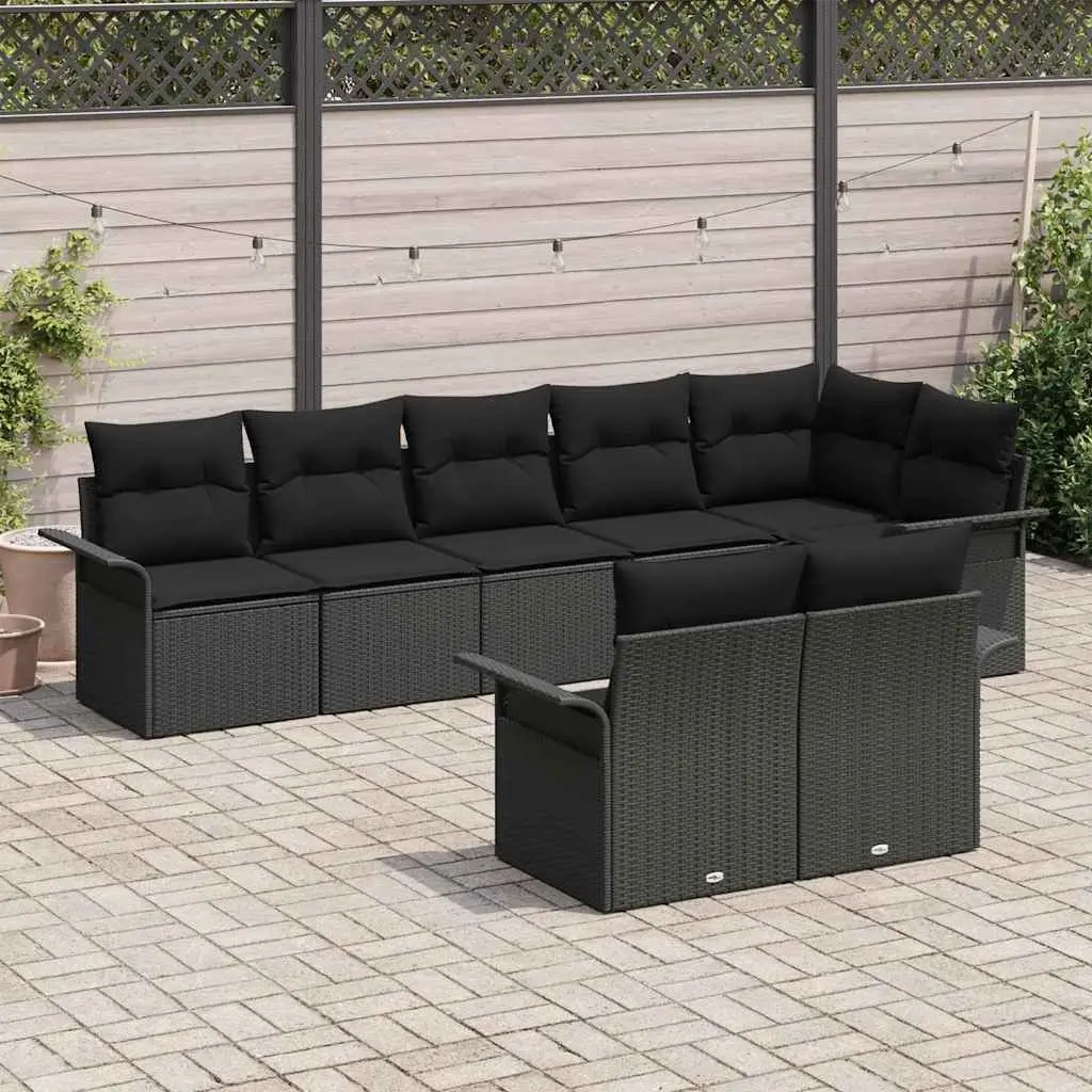 8-Piece Black Sofa Set for Gardens and Patios