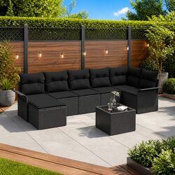 Practical 8-Piece Black Garden Sofa Set for Any Outdoor Space