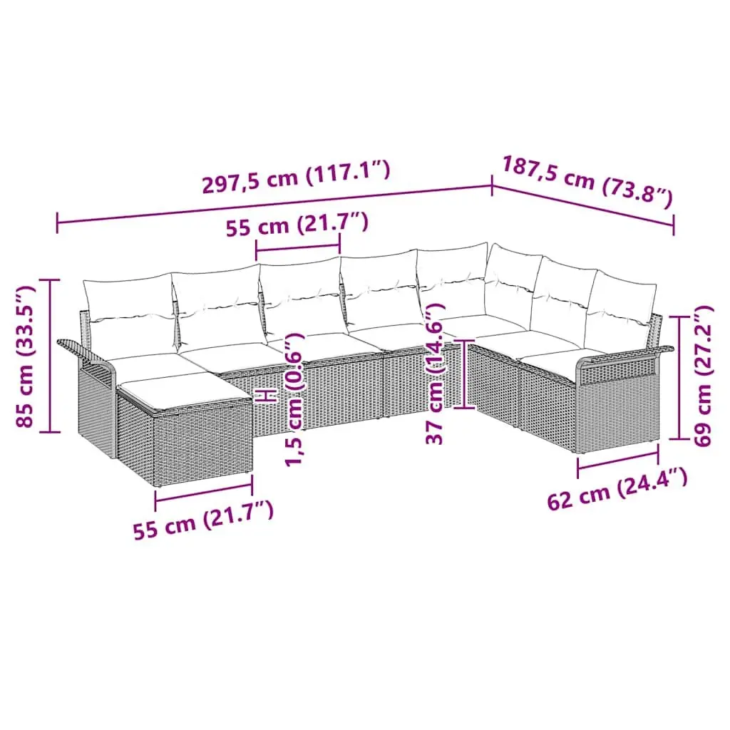 8-Piece Sofa Set for Outdoor Comfort